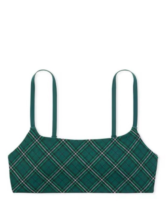 PINK Victoria's Secret Other - Victoria’s Secret PINK Women’s Strappy Tartan Plaid Green Sports Bra Medium